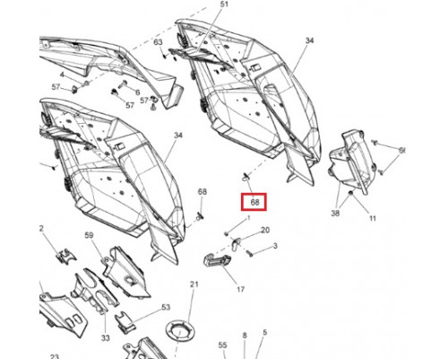517305734 Защелка Боковой Панели Для Ski Doo 517305504