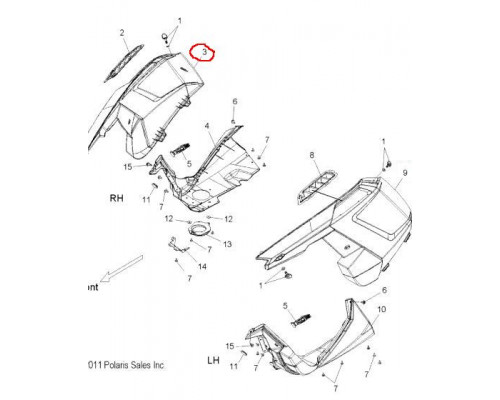 5437493-464 Боковая Панель Правая Черная Для Polaris