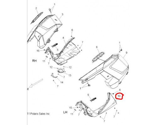 5438078-070 Панель Боковая Нижняя Левая Для Polaris