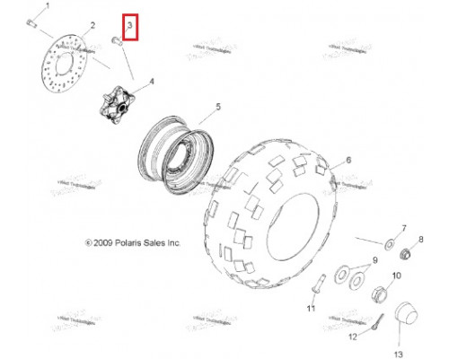 7518378 Шпилька колеса Polaris 500-850 7518378