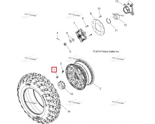 7547309 Гайка колесного диска Polaris 800 7547309