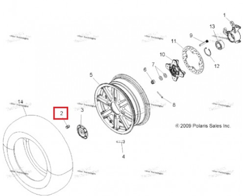 7547361 Гайка колесного диска Polaris 550/850 Touring 7547361