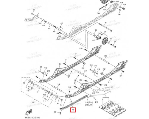 10-5375-0-03-12 GARLAND Склиз Графитовый Для Yamaha, Arctic Cat