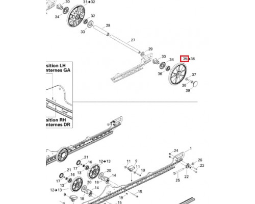 R0200D-1.001A PPD Ролик Гусеницы Черный Для Ski Doo 503191741, 503191877