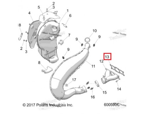 SM-02055 SPI Прокладка Выхлопного Коллектора Для Polaris 800 5813159