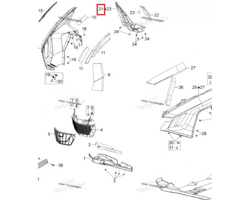 502008010 Панель Нижняя Правая Черная Для Ski Doo Expedition 502007193, 502007125, 502006997, 502007825
